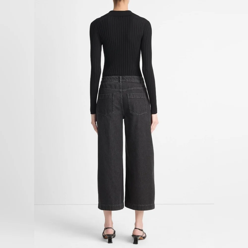 Vince Cotton Utility Crop Wide Leg Jeans NWT - Picture 2 of 15